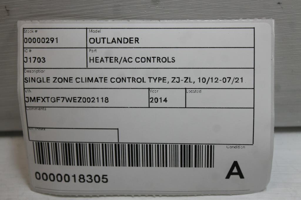 View Auto part Heater/Ac Controls Mitsubishi Outlander 2014