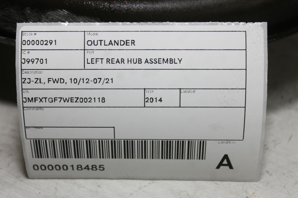 View Auto part Left Rear Hub Assembly Mitsubishi Outlander 2014