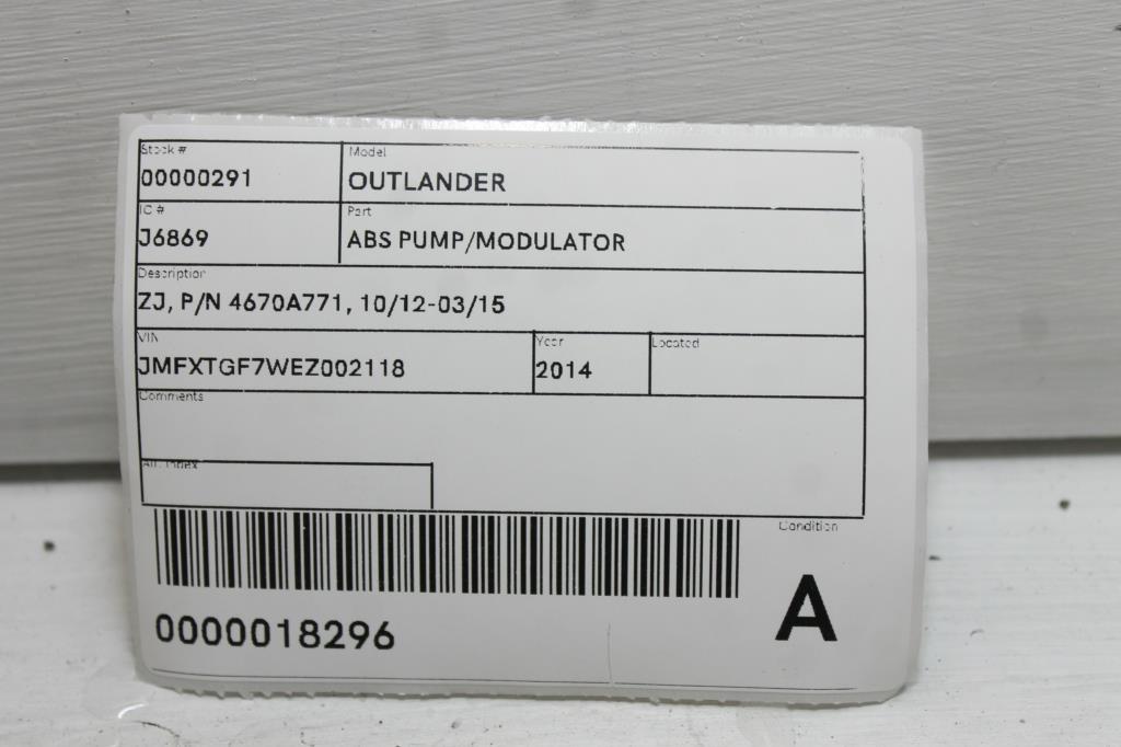View Auto part Abs Pump/Modulator Mitsubishi Outlander 2014
