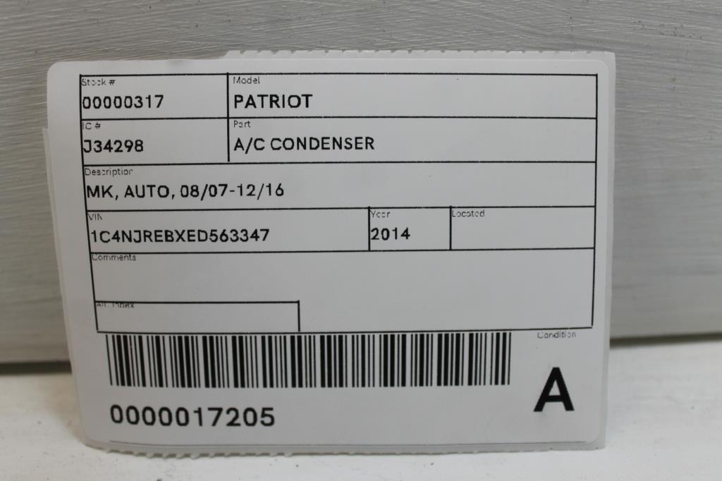 2014 Jeep Patriot A/C Condenser View Auto part A/C Condenser Jeep Patriot 2014