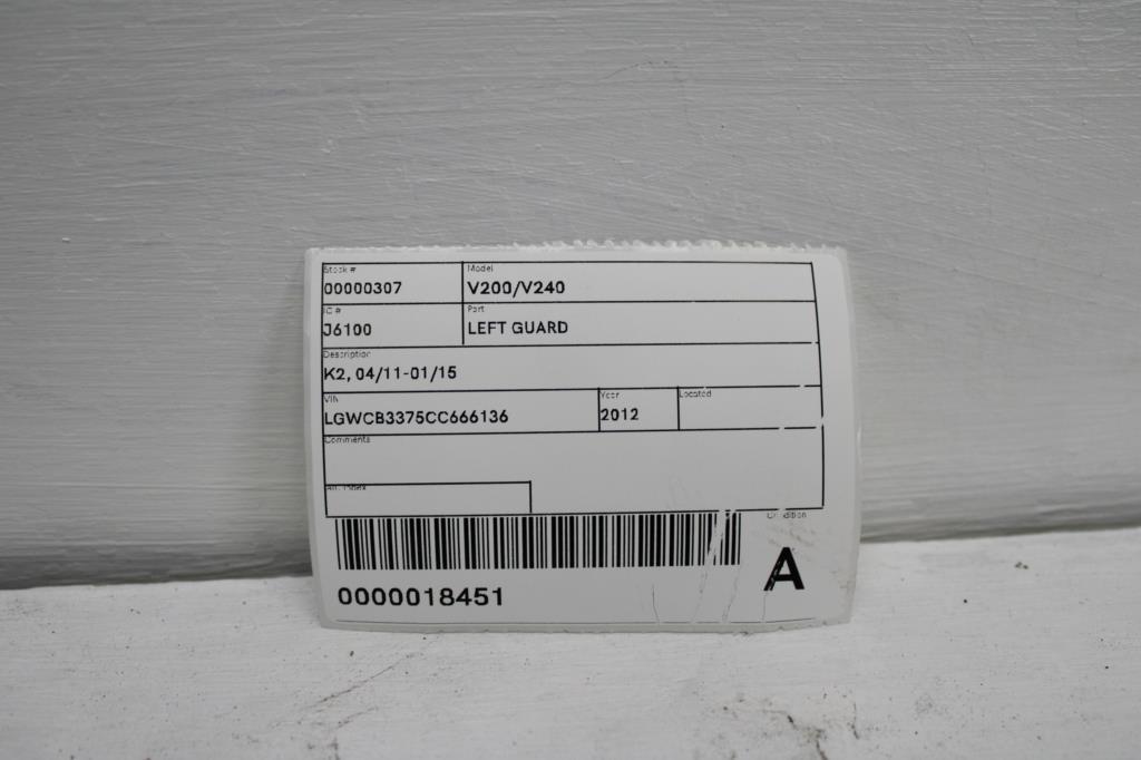 View Auto part Left Guard Great Wall V200/v240 2012