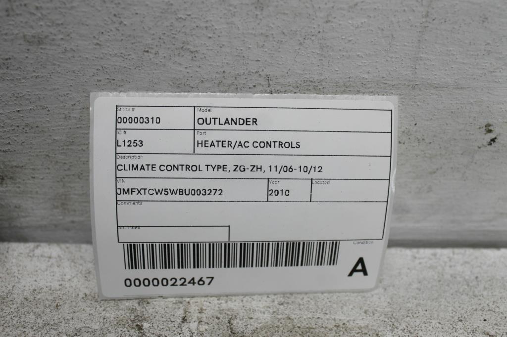 View Auto part Heater/Ac Controls Mitsubishi Outlander 2010