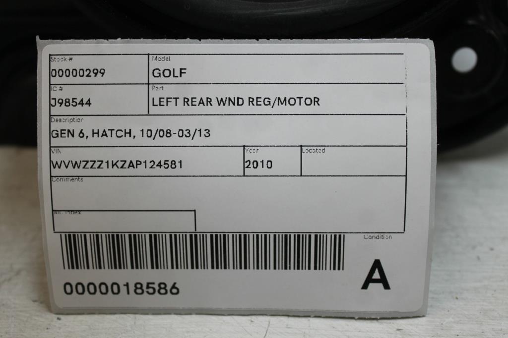 View Auto part Left Rear Wnd Reg/Motor Volkswagen Golf 2010