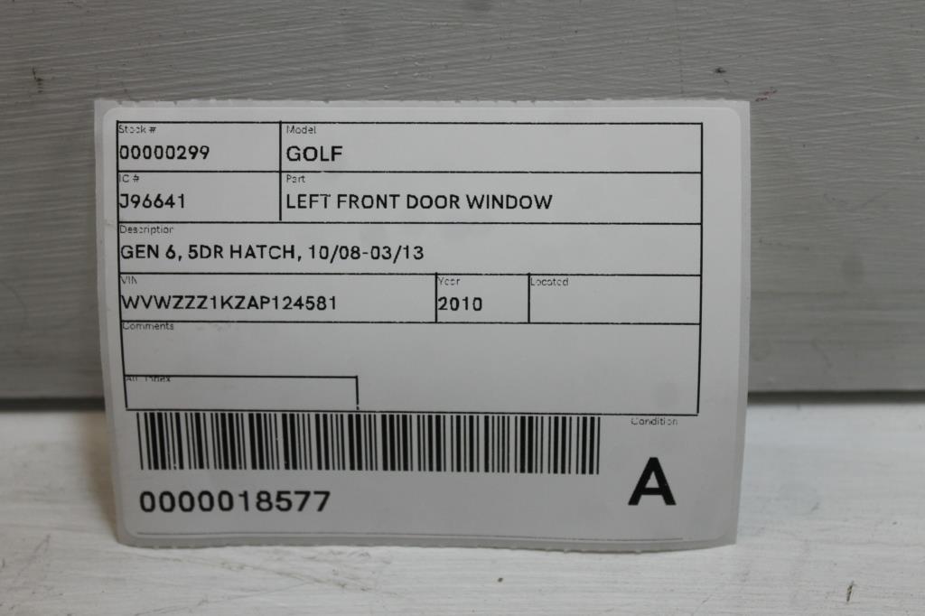 View Auto part Left Front Door Window Volkswagen Golf 2010