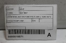 View Auto part Seatbelt/Stalk Volkswagen Golf 2010