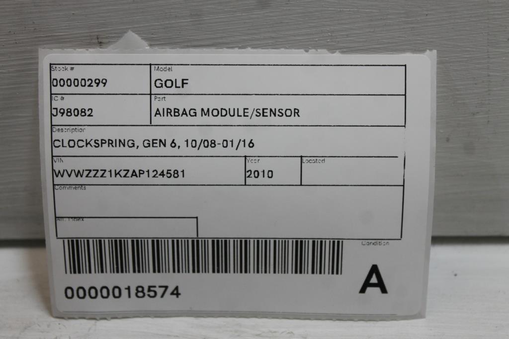 2010 Volkswagen Golf Airbag Module/Sensor View Auto part Airbag Module/Sensor Volkswagen Golf 2010