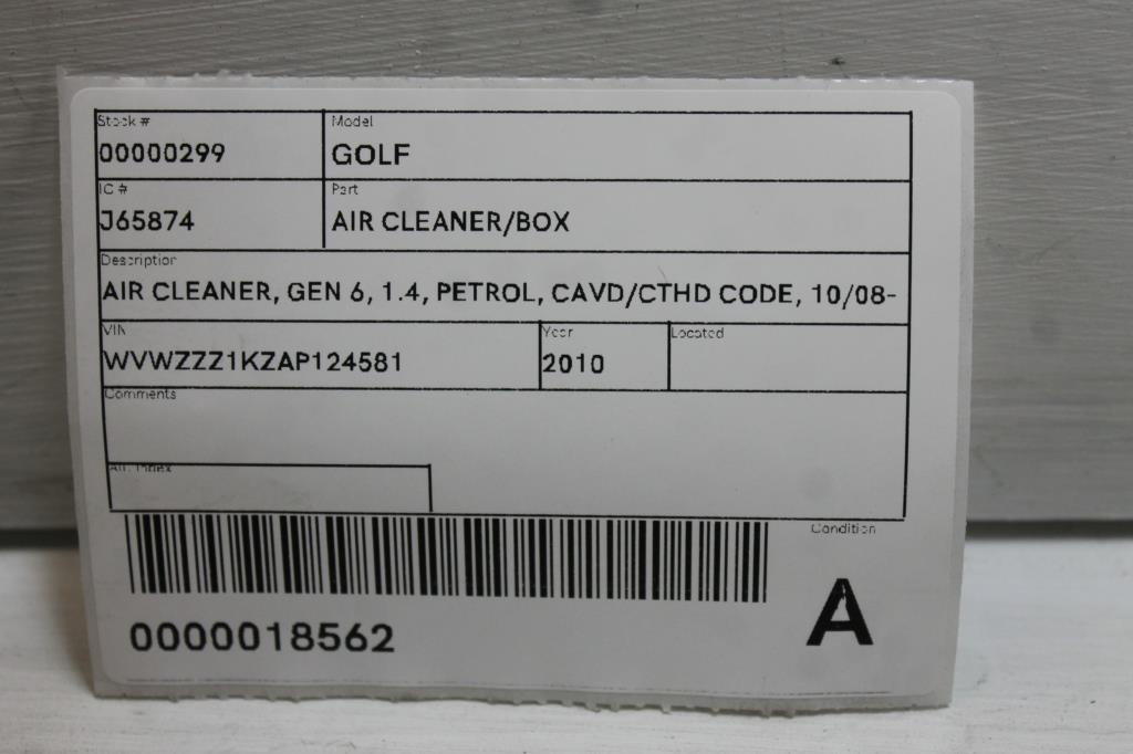 View Auto part Air Cleaner/Box Volkswagen Golf 2010