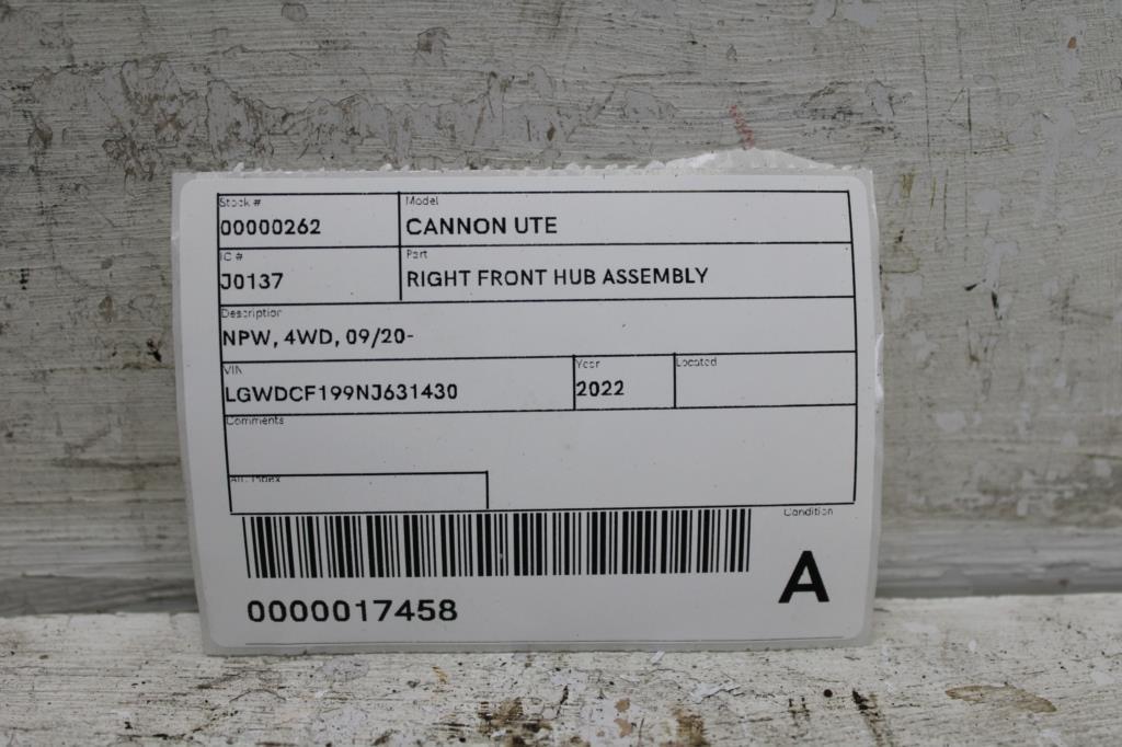 View Auto part Right Front Hub Assembly Great Wall Cannon Ute 2022