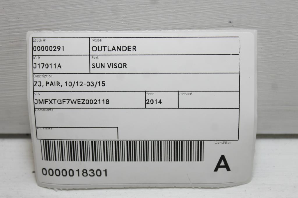 View Auto part Sunvisor Mitsubishi Outlander 2014