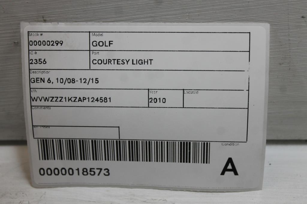 2010 Volkswagen Golf Courtesy Light View Auto part Courtesy Light Volkswagen Golf 2010
