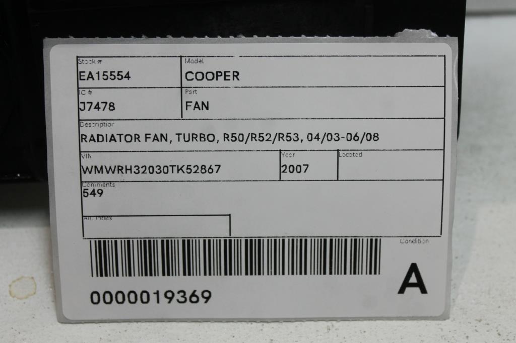 View Auto part Fan Mini Cooper 2007