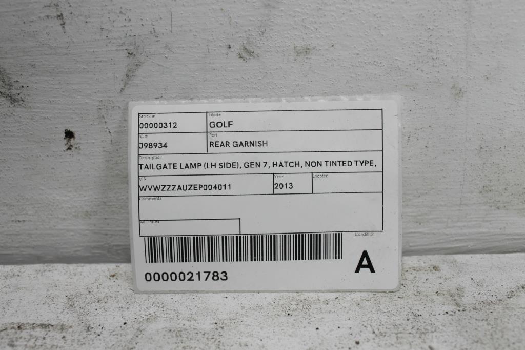 View Auto part Rear Garnish Volkswagen Golf 2013