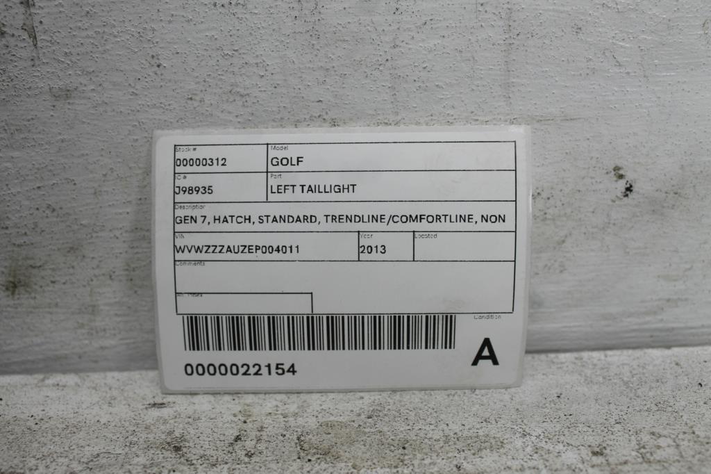 View Auto part Left Taillight Volkswagen Golf 2013