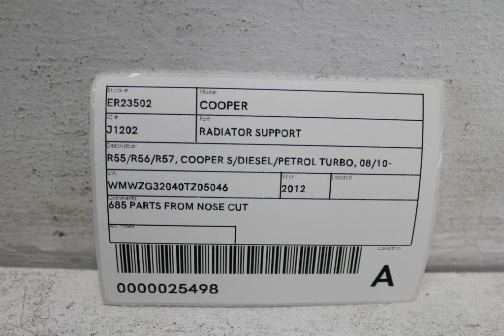 View Auto part Radiator Support Mini Cooper 2012