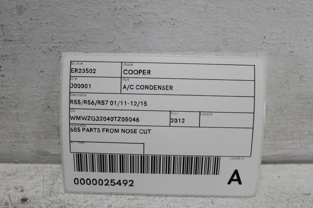 View Auto part A/C Condenser Mini Cooper 2012