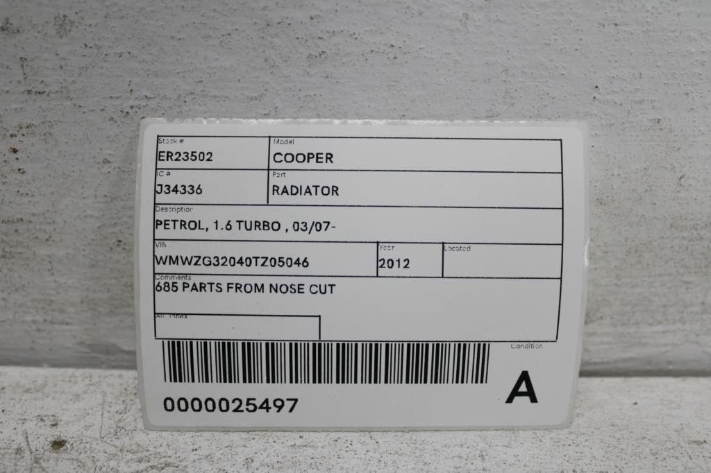 View Auto part Radiator Mini Cooper 2012