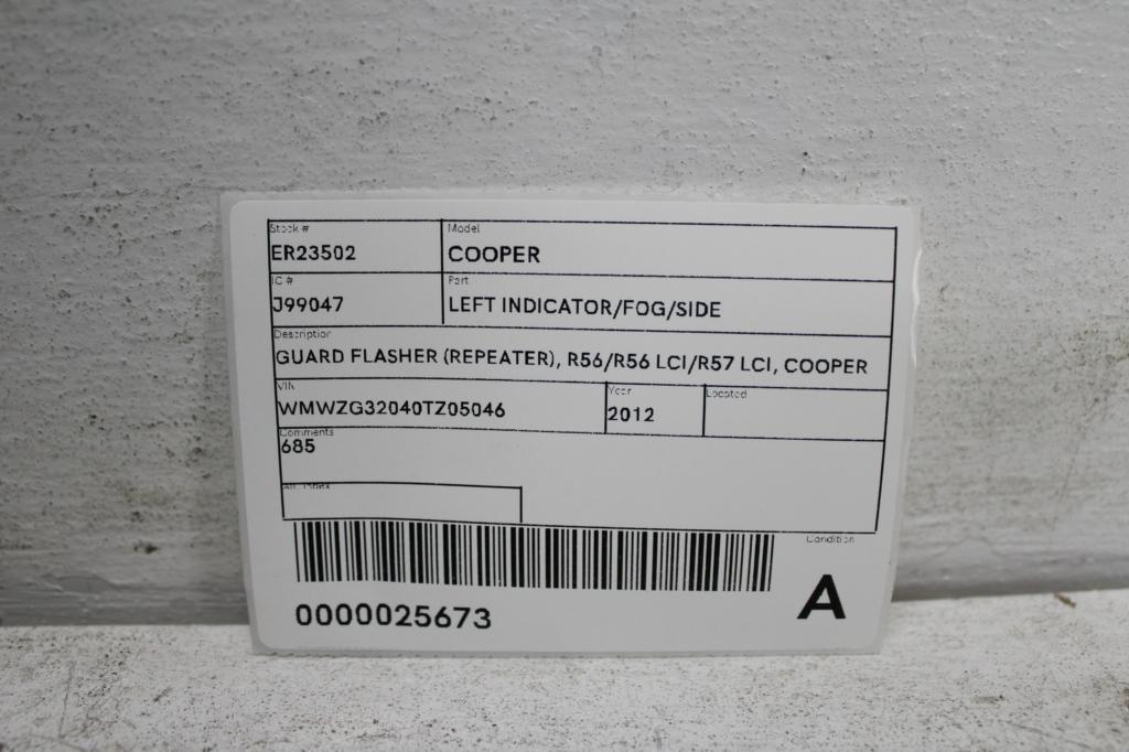 View Auto part Left Indicator/Fog/Side Mini Cooper 2012