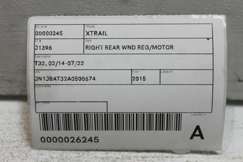 View Auto part Right Rear Wnd Reg/Motor Nissan Xtrail 2015