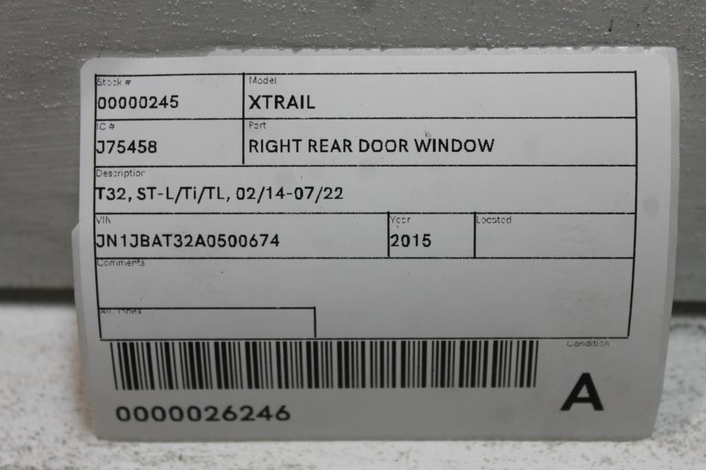 View Auto part Right Rear Door Window Nissan Xtrail 2015