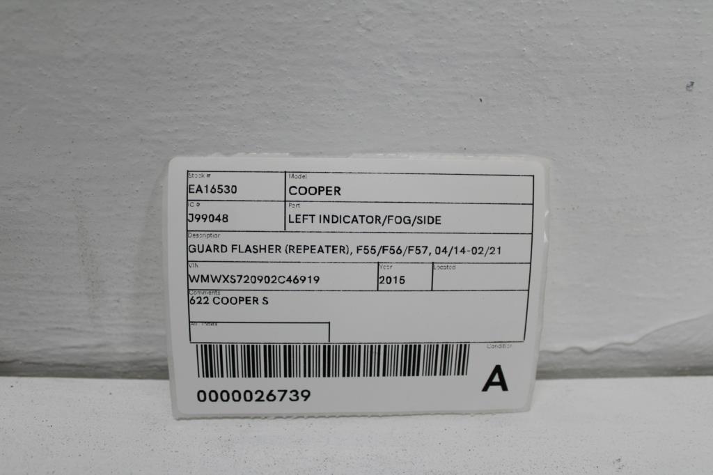 View Auto part Left Indicator/Fog/Side Mini Cooper 2015