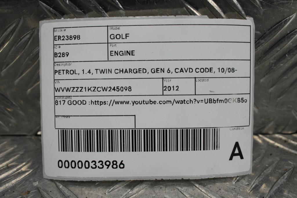 View Auto part Engine Volkswagen Golf 2012