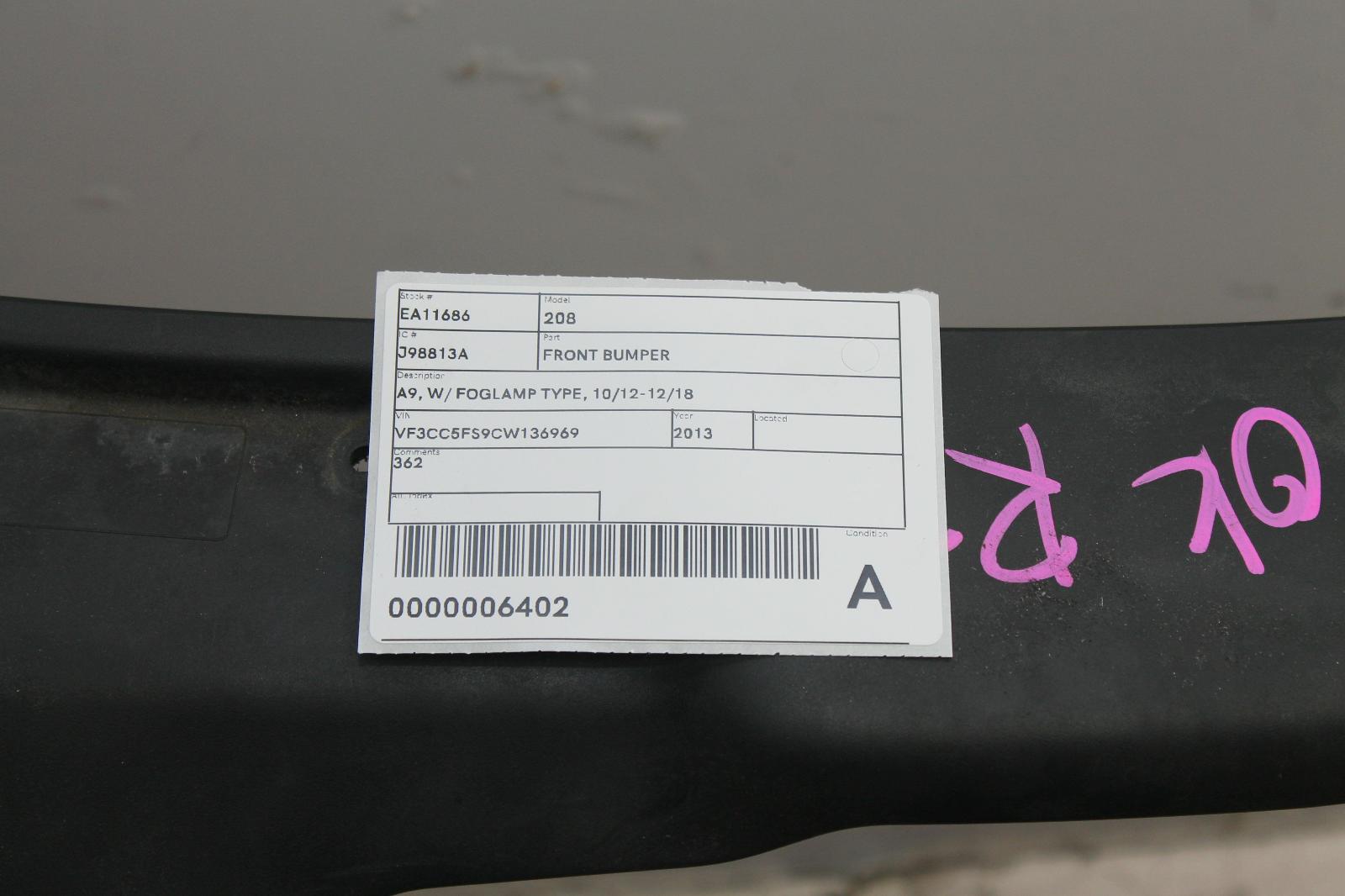 View Auto part Front Bumper Peugeot 208 2013